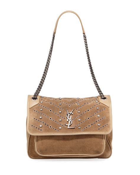 ysl medium niki suede shoulder bag|ysl niki small bag.